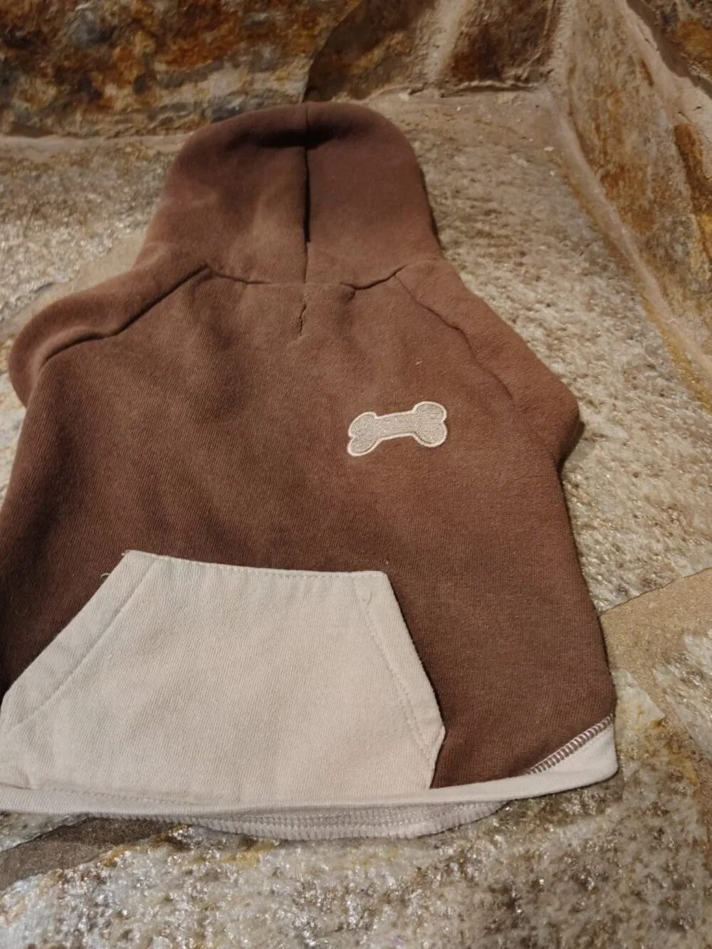 Pup Crew Dog Cat Pet Chocolate Brown Hoodie Size Medium Bone